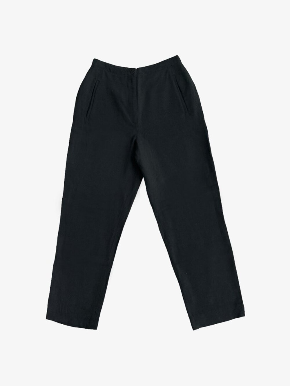 Vintage 90's Black Linen Blend Tapered Trouser Pants by Donna Karan New York
